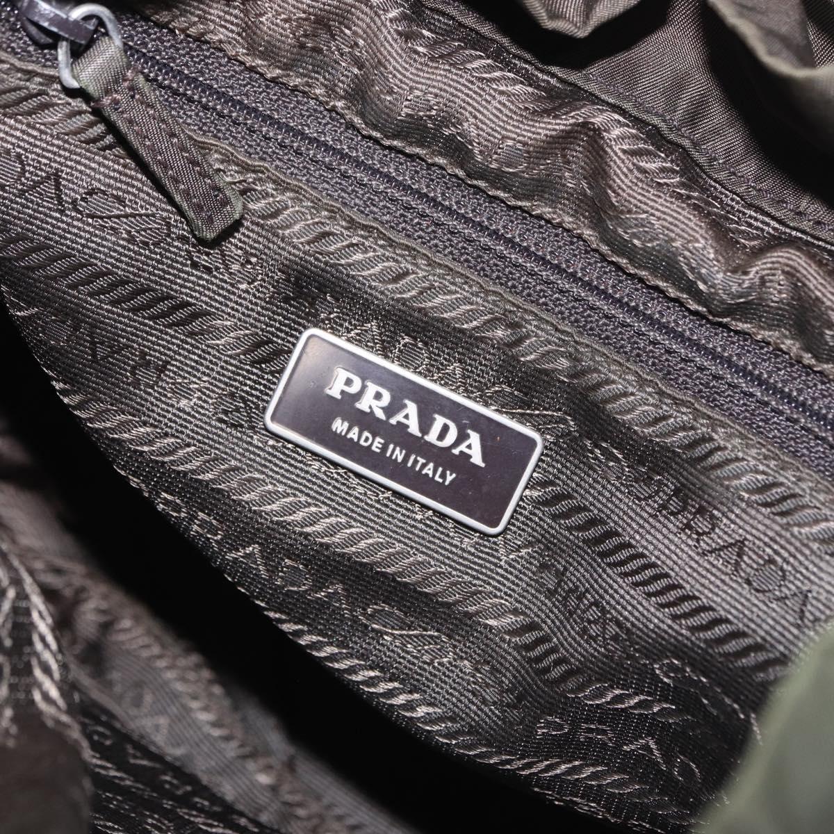 PRADA Backpack Nylon Khaki Silver Auth hk4019