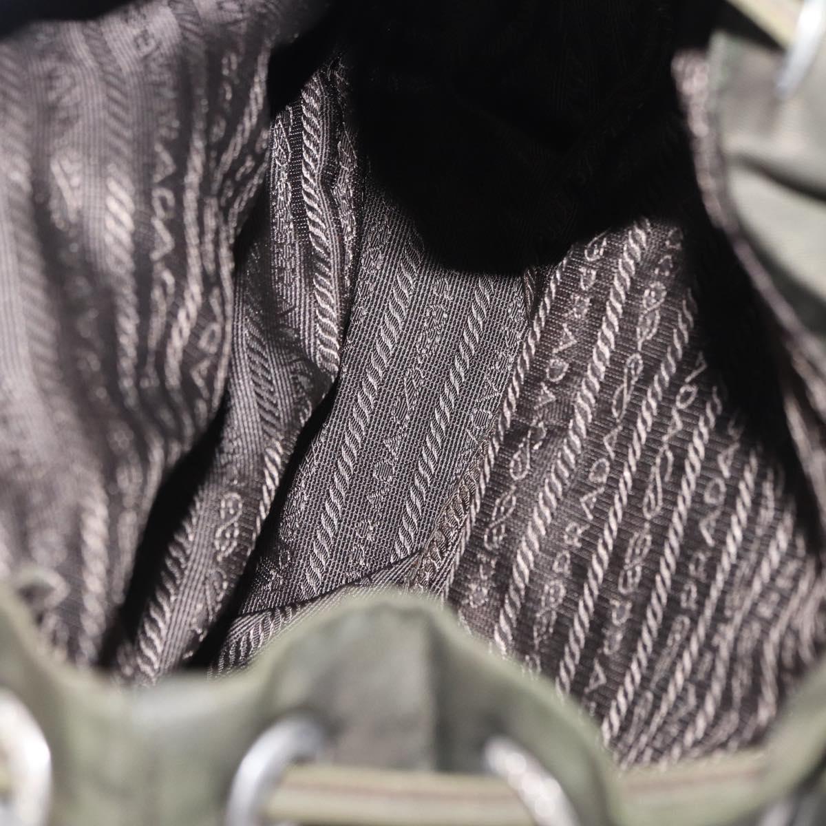 PRADA Backpack Nylon Khaki Silver Auth hk4019