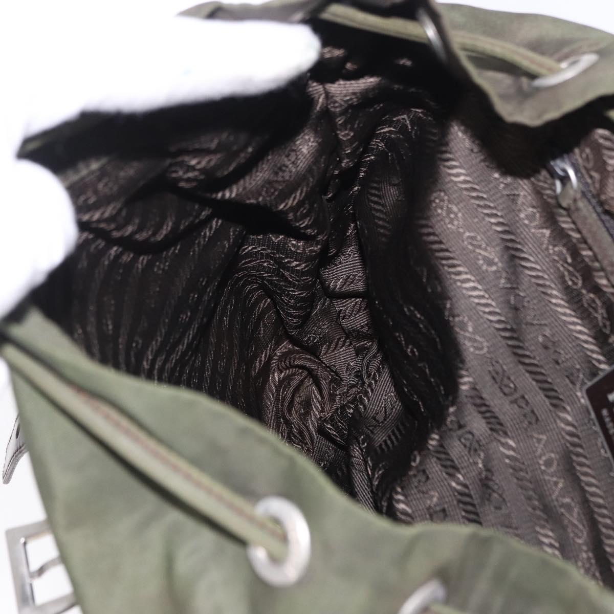 PRADA Backpack Nylon Khaki Silver Auth hk4019