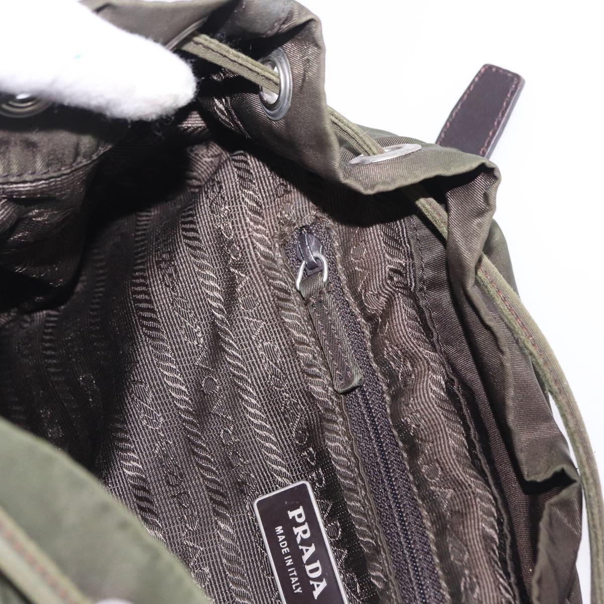 PRADA Backpack Nylon Khaki Silver Auth hk4019