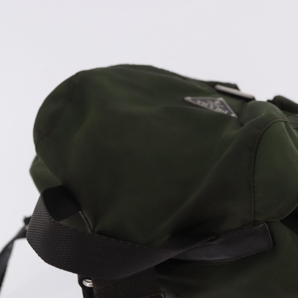 PRADA Backpack Nylon Khaki Silver Auth hk4019