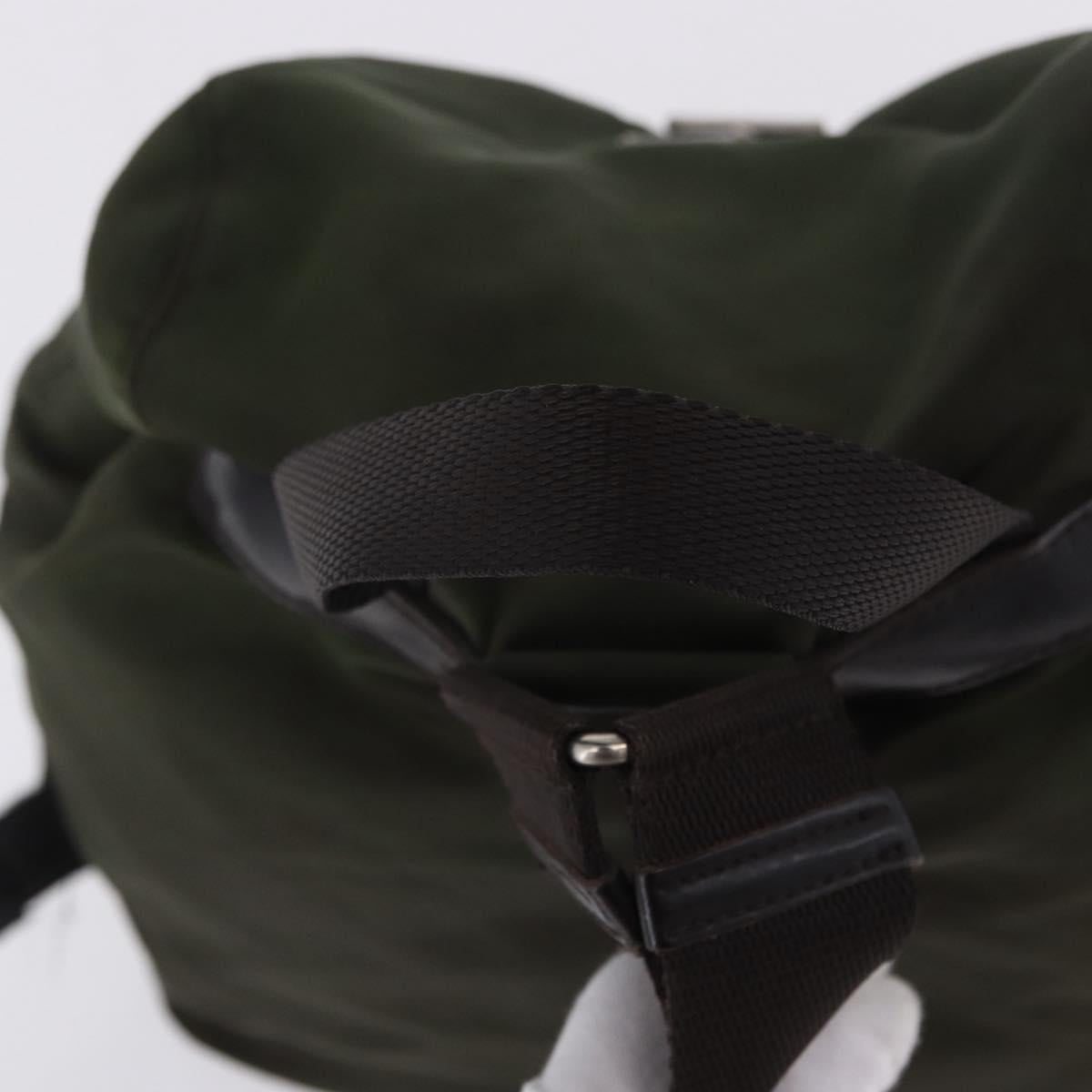 PRADA Backpack Nylon Khaki Silver Auth hk4019