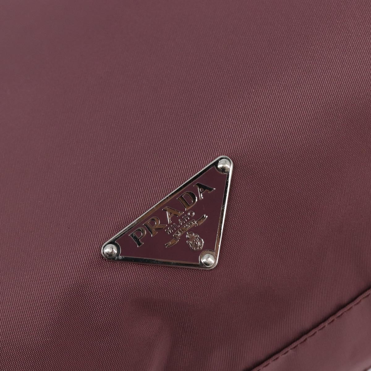 PRADA Tote Bag Nylon Red Silver Auth hk4020