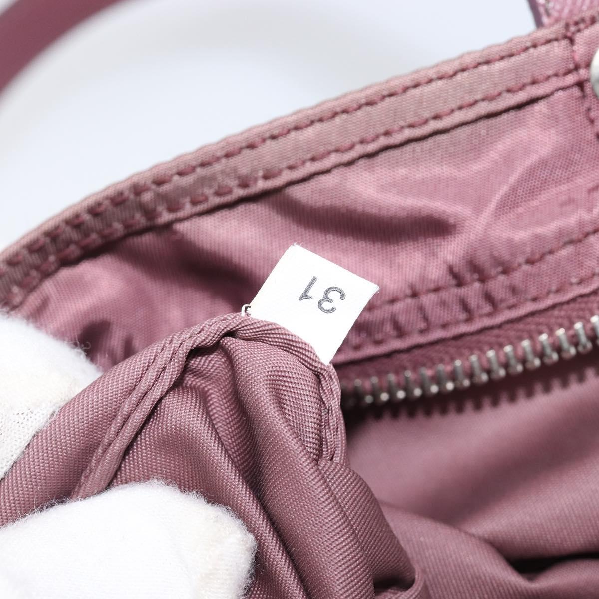 PRADA Tote Bag Nylon Red Silver Auth hk4020