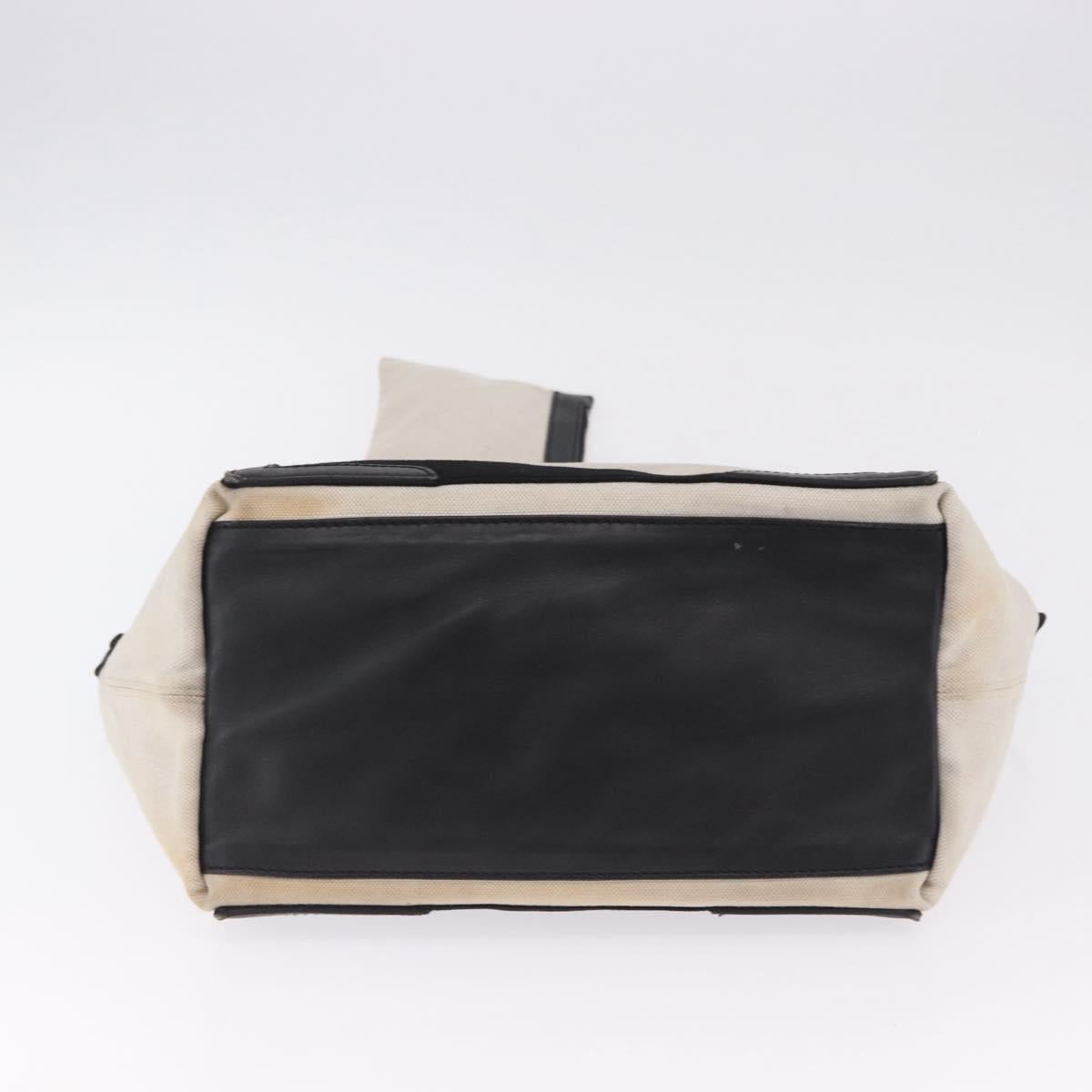 BALENCIAGA Navy Cabas Hand Bag Canvas White Black Auth hk4021