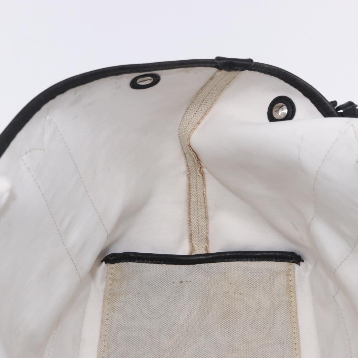 BALENCIAGA Navy Cabas Hand Bag Canvas White Black Auth hk4021
