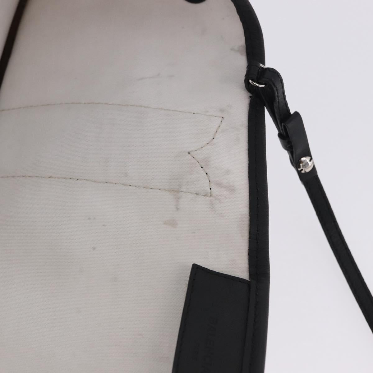 BALENCIAGA Navy Cabas Hand Bag Canvas White Black Auth hk4021