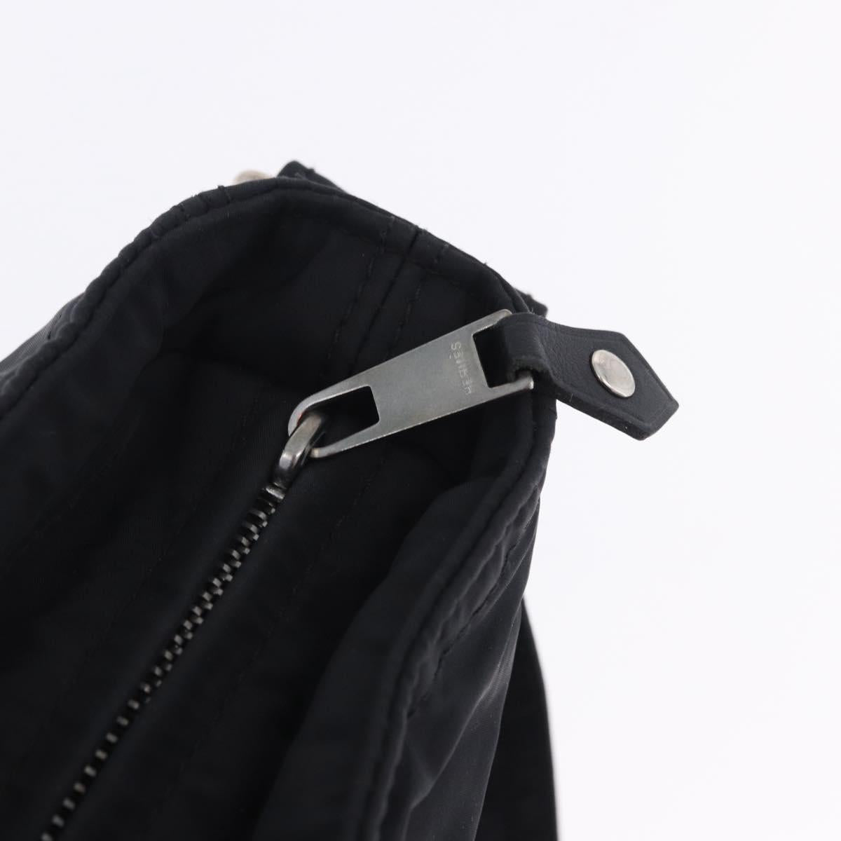 HERMES Acapulco Bandouliere Shoulder Bag Nylon Black Silver Auth hk4022