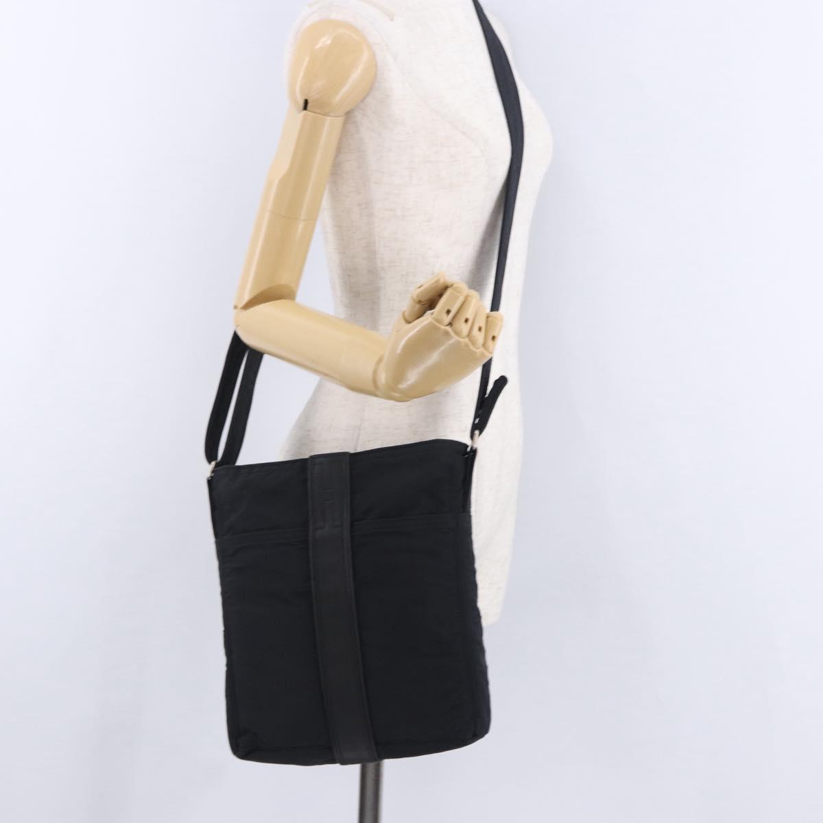 HERMES Acapulco Bandouliere Shoulder Bag Nylon Black Silver Auth hk4022