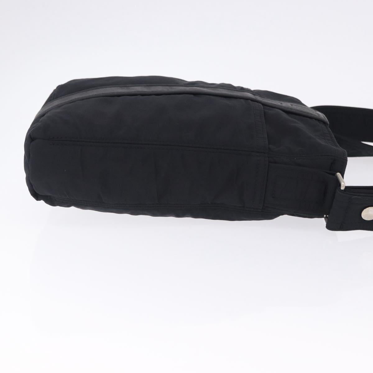 HERMES Acapulco Bandouliere Shoulder Bag Nylon Black Silver Auth hk4022