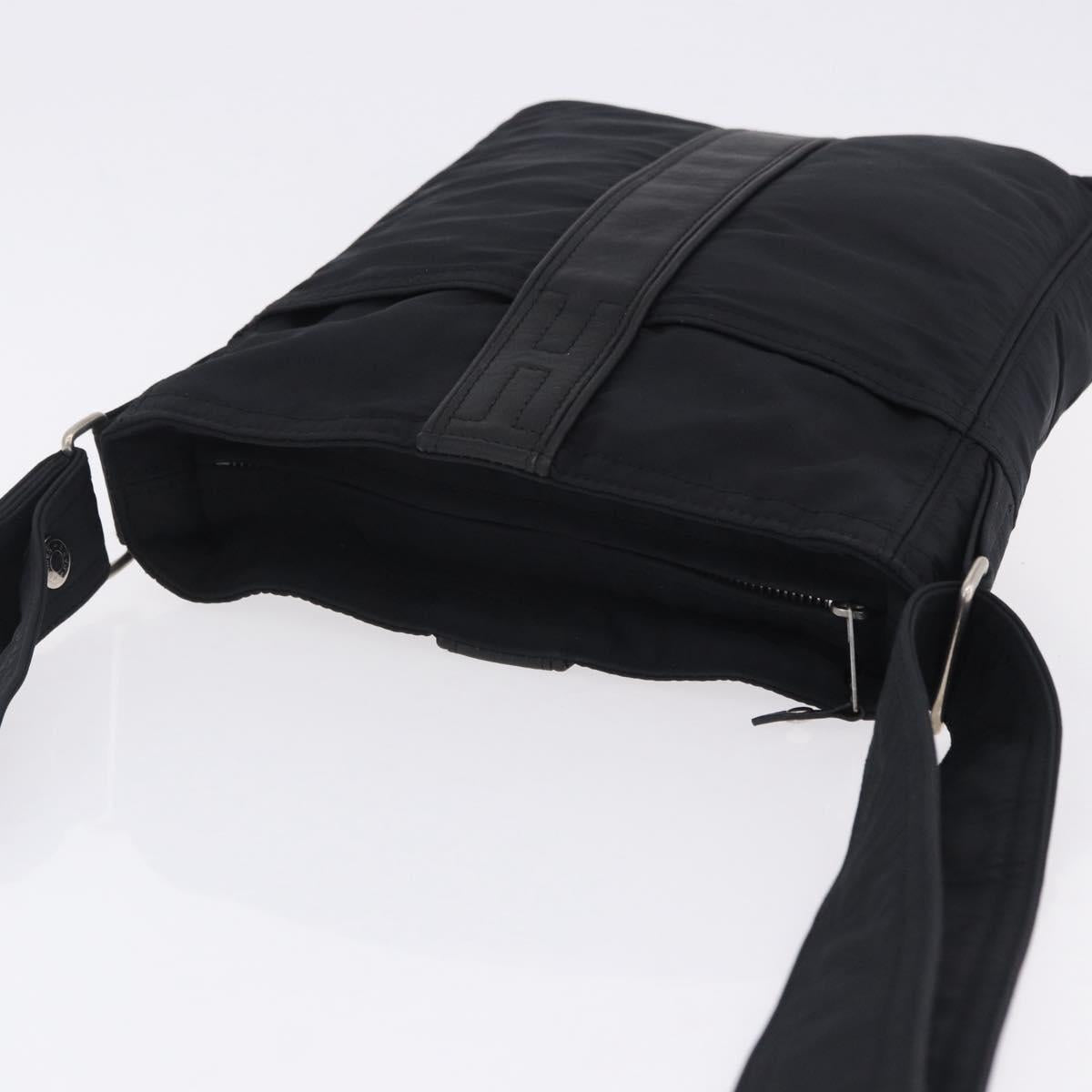 HERMES Acapulco Bandouliere Shoulder Bag Nylon Black Silver Auth hk4022