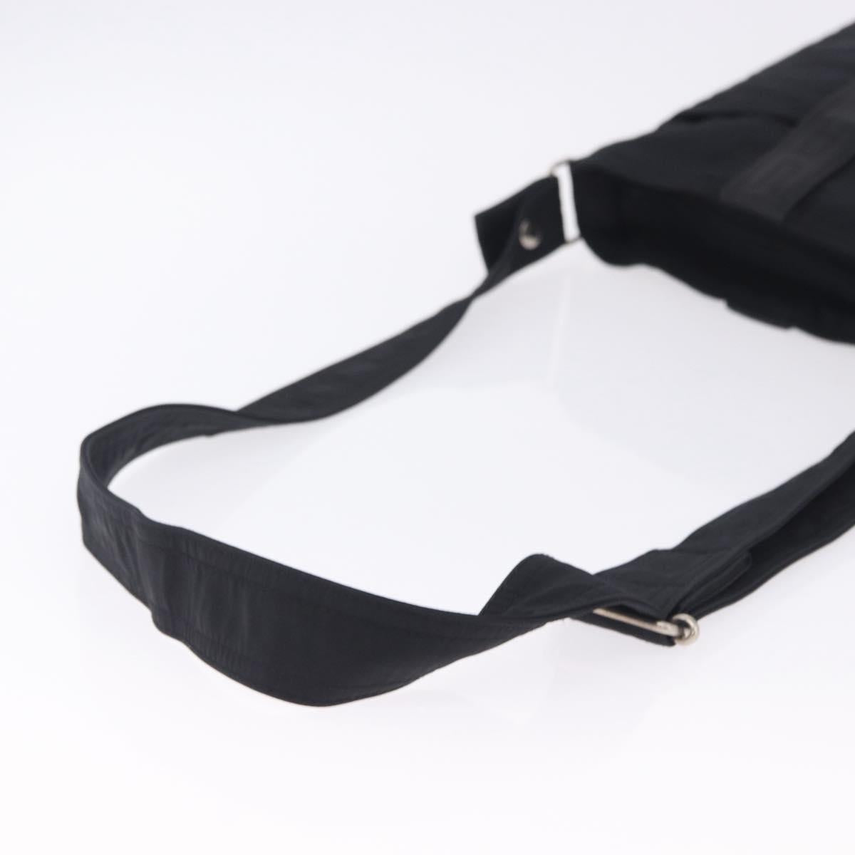 HERMES Acapulco Bandouliere Shoulder Bag Nylon Black Silver Auth hk4022