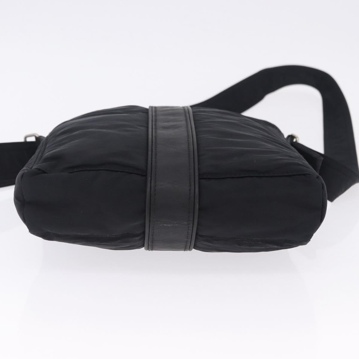 HERMES Acapulco Bandouliere Shoulder Bag Nylon Black Silver Auth hk4022