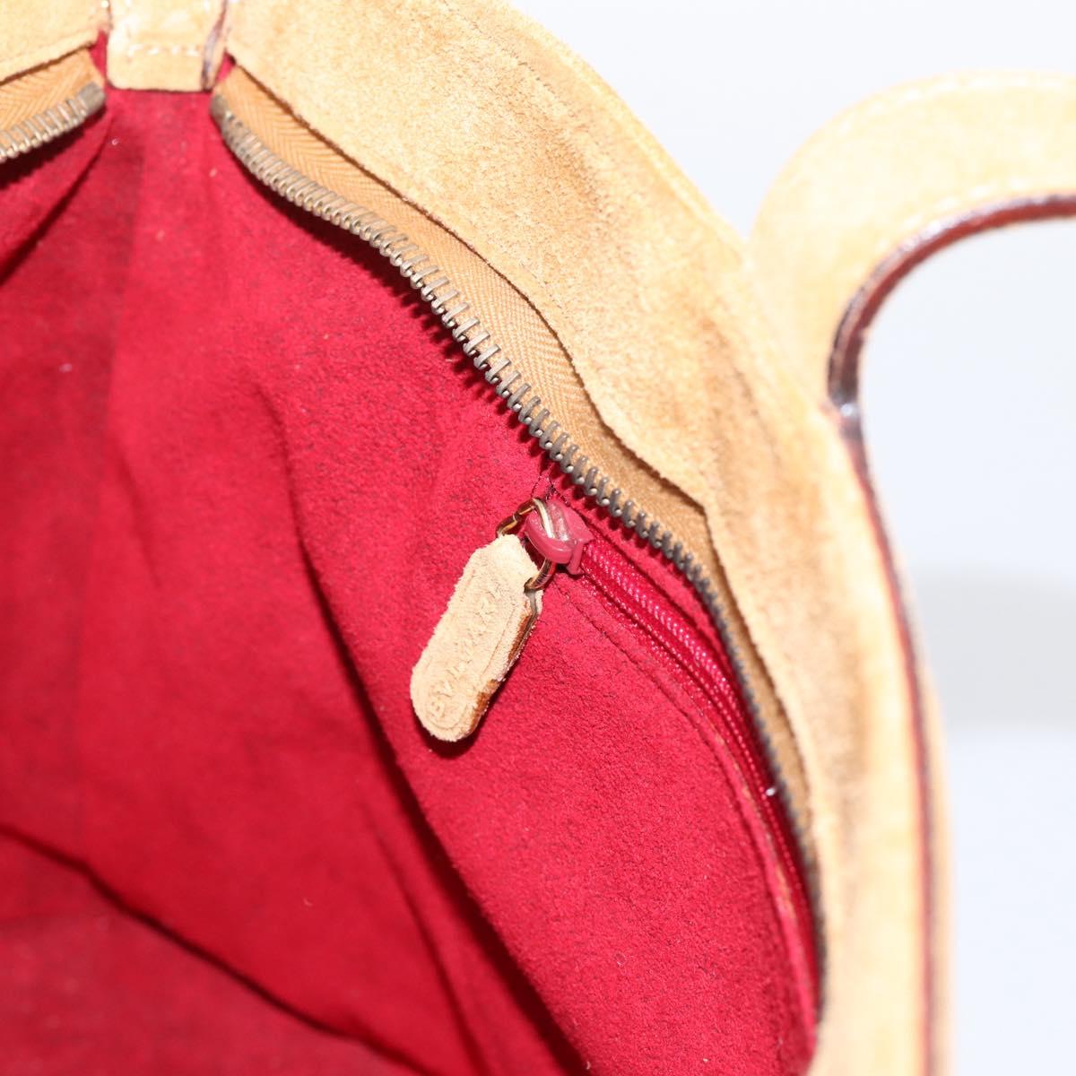 BVLGARI Decollete Hand Bag Suede 2way Brown Gold Auth hk4023