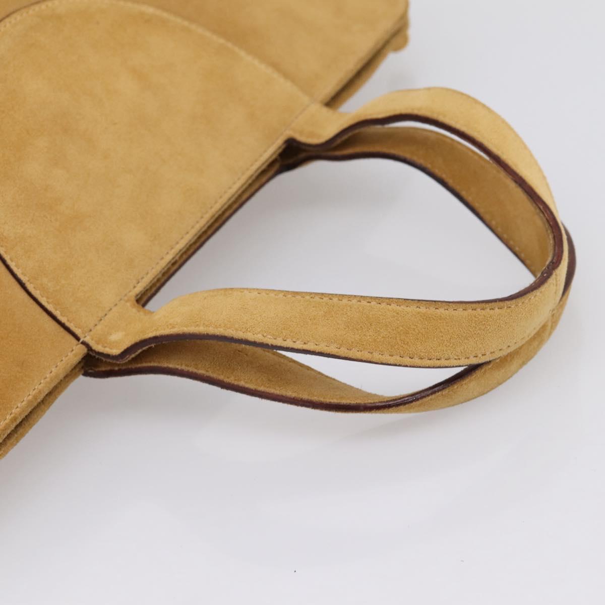 BVLGARI Decollete Hand Bag Suede 2way Brown Gold Auth hk4023