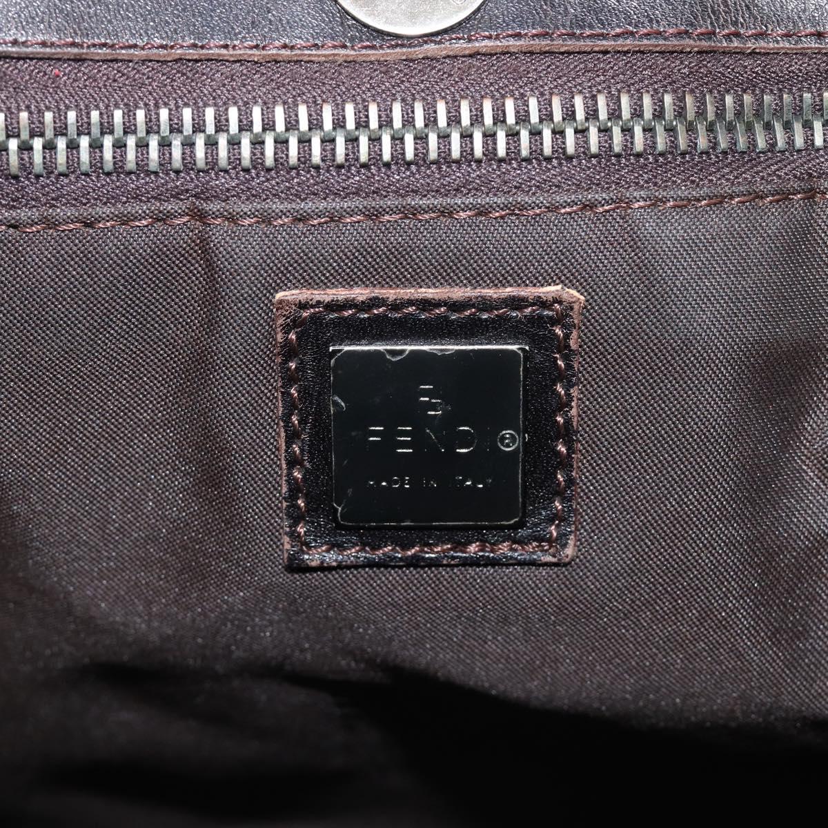 FENDI Zucca Canvas Hand Bag Black Brown Auth hk4024