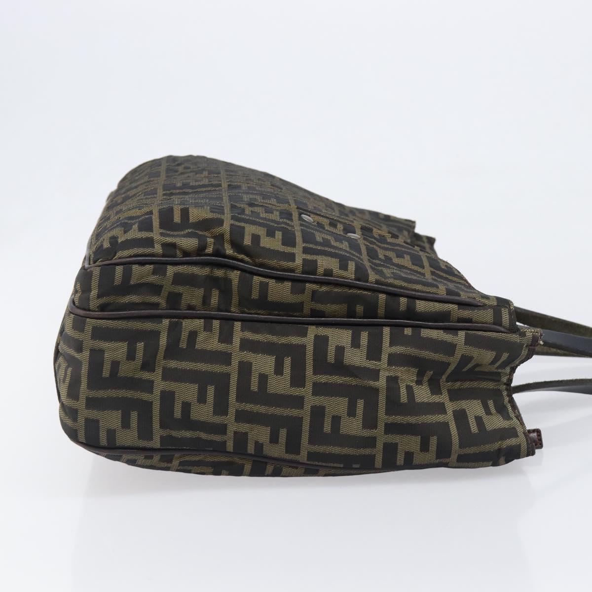 FENDI Zucca Canvas Hand Bag Black Brown Auth hk4024