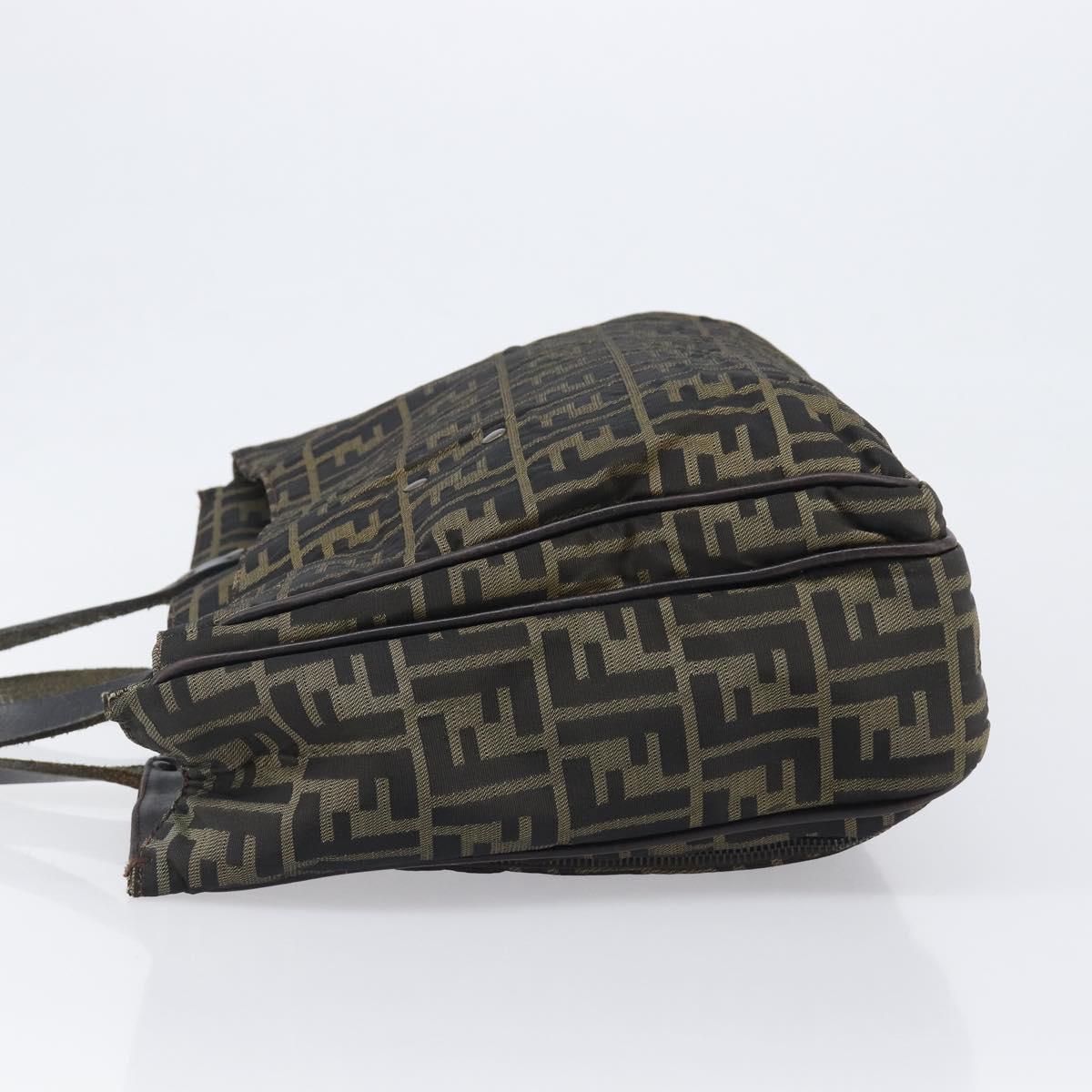 FENDI Zucca Canvas Hand Bag Black Brown Auth hk4024