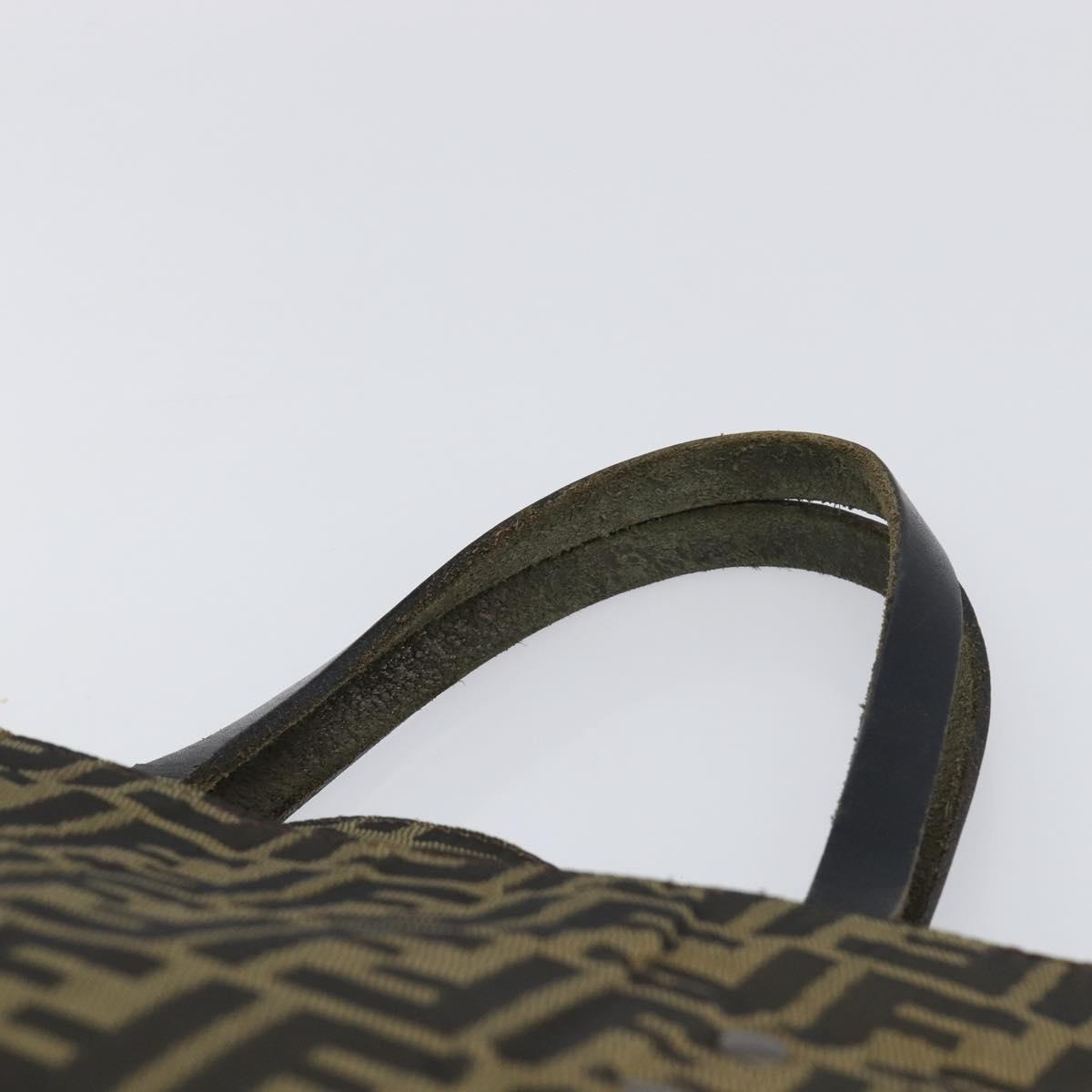 FENDI Zucca Canvas Hand Bag Black Brown Auth hk4024