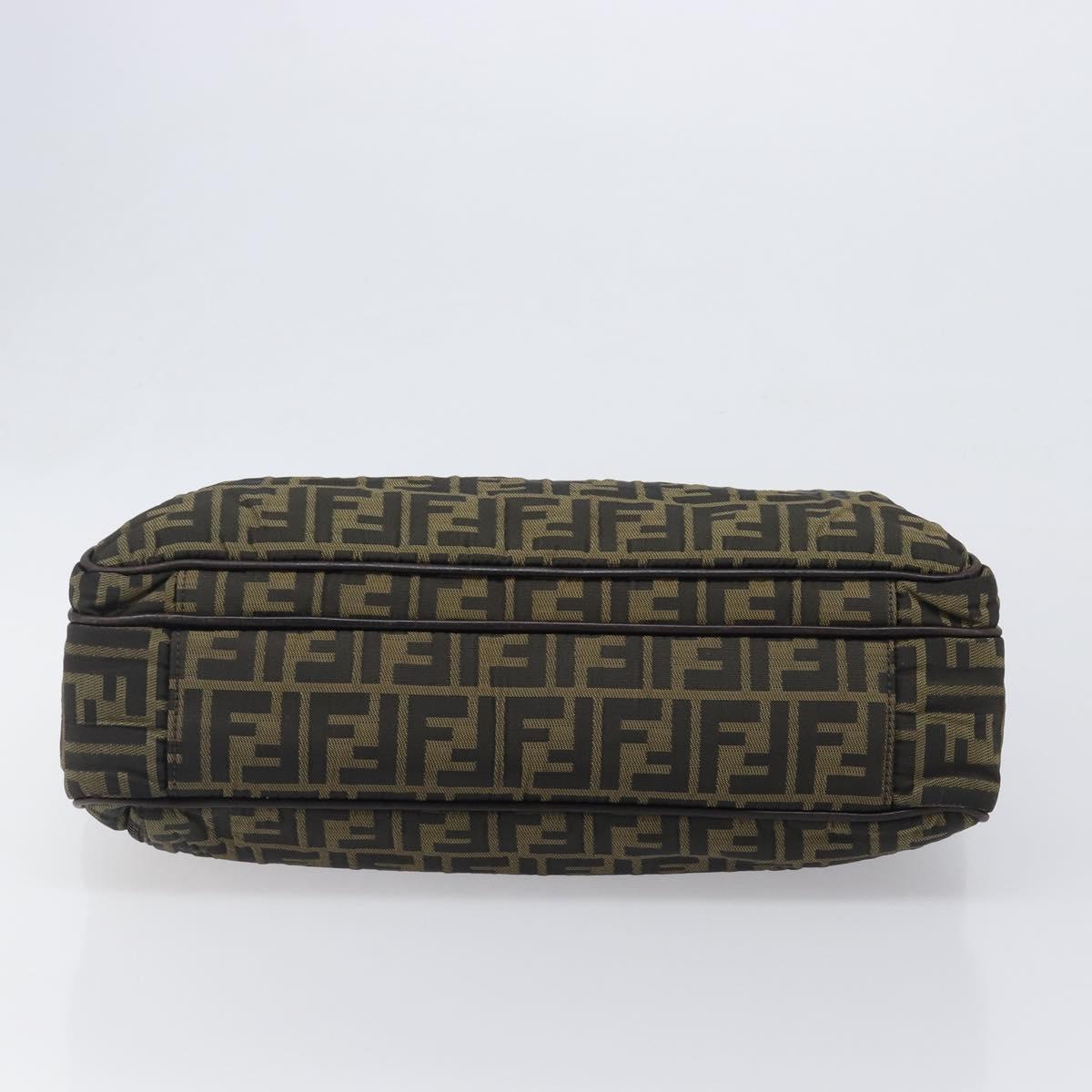 FENDI Zucca Canvas Hand Bag Black Brown Auth hk4024