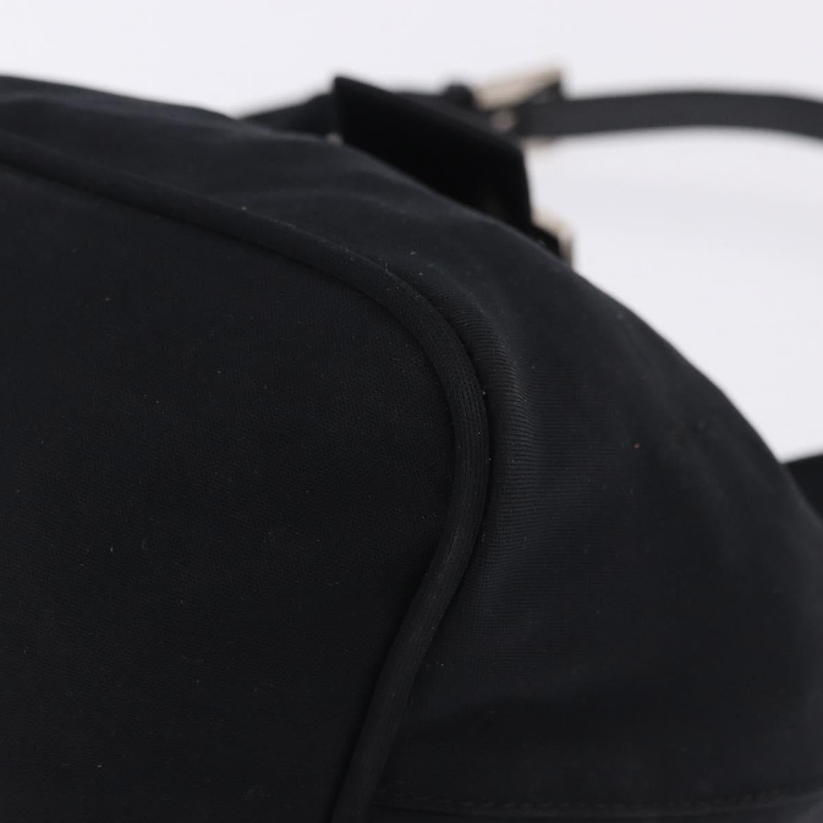 FENDI Shoulder Bag Cotton Jersey Black Silver Auth hk4025