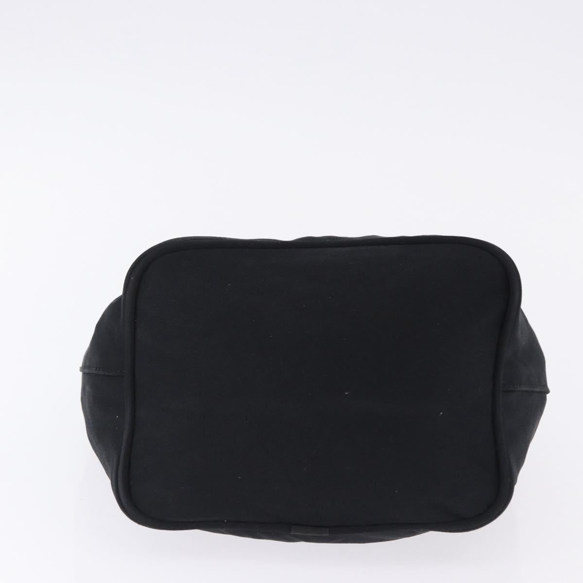 FENDI Shoulder Bag Cotton Jersey Black Silver Auth hk4025