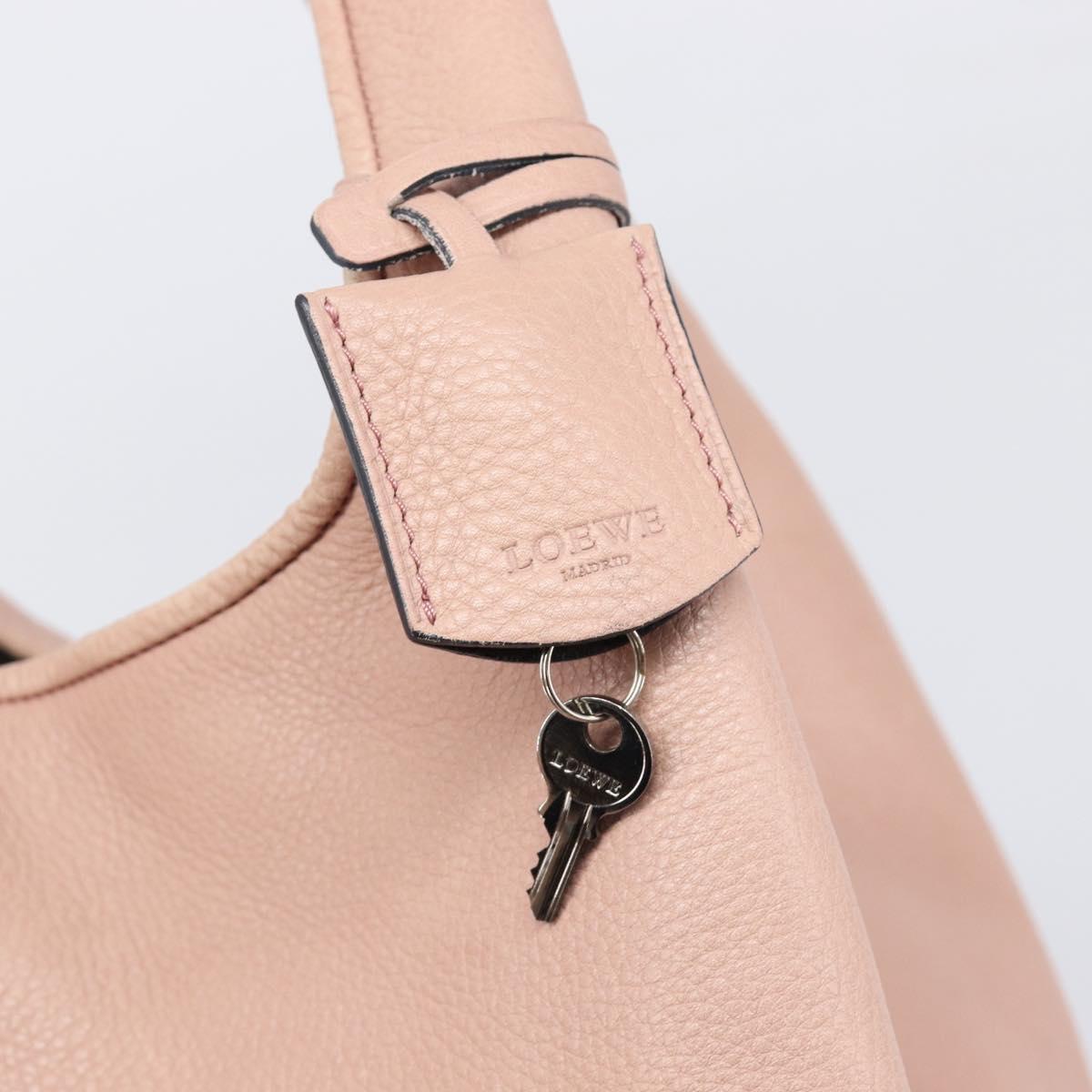 LOEWE Kaliyu GM Hand Bag Leather Pink Silver Auth hk4026A