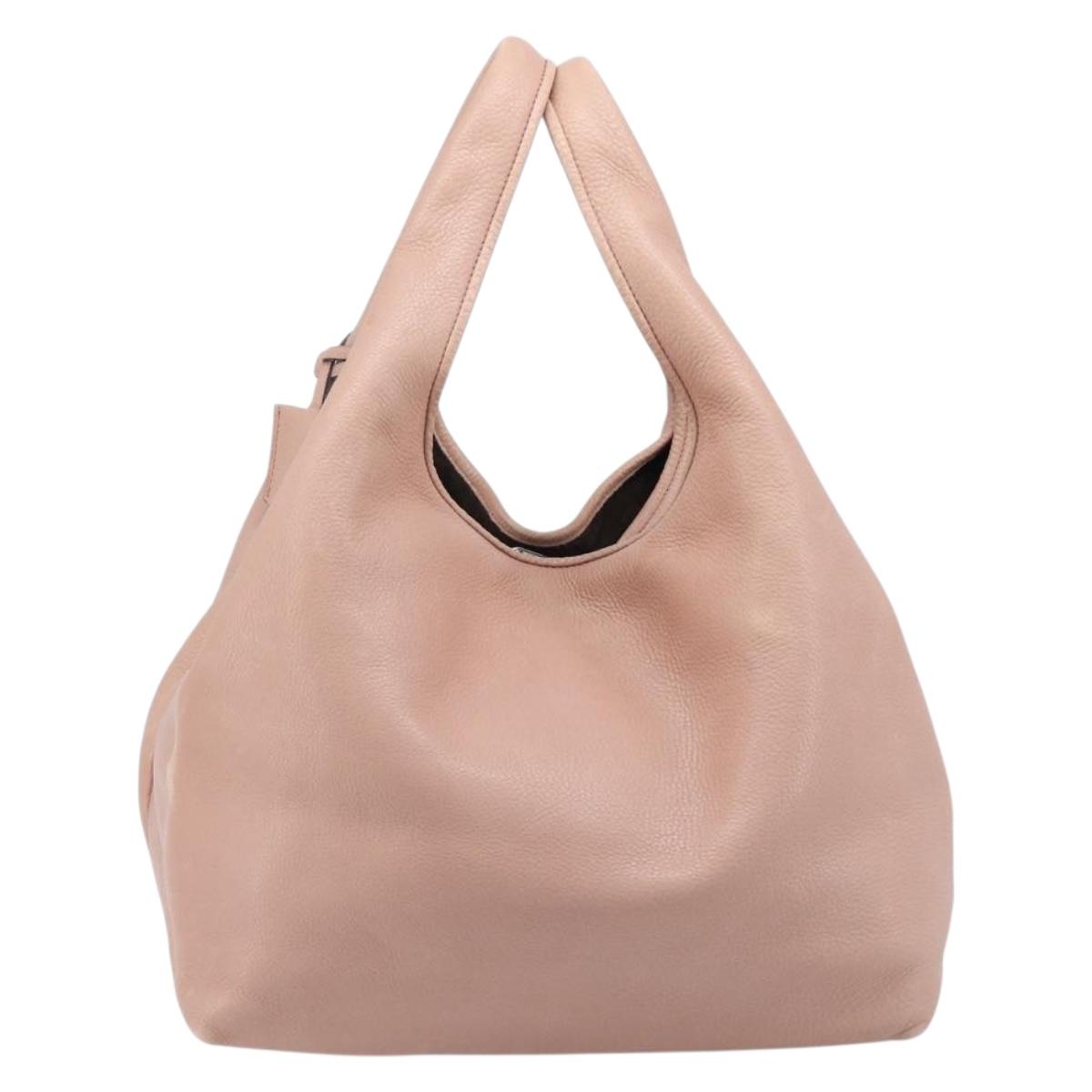LOEWE Kaliyu GM Hand Bag Leather Pink Silver Auth hk4026A