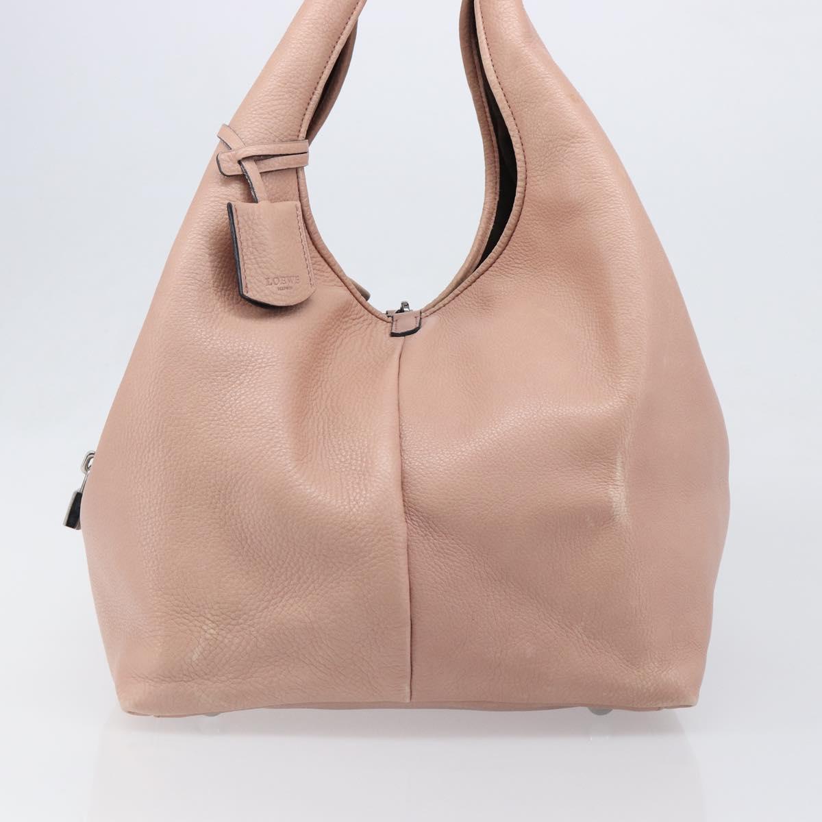 LOEWE Kaliyu GM Hand Bag Leather Pink Silver Auth hk4026A