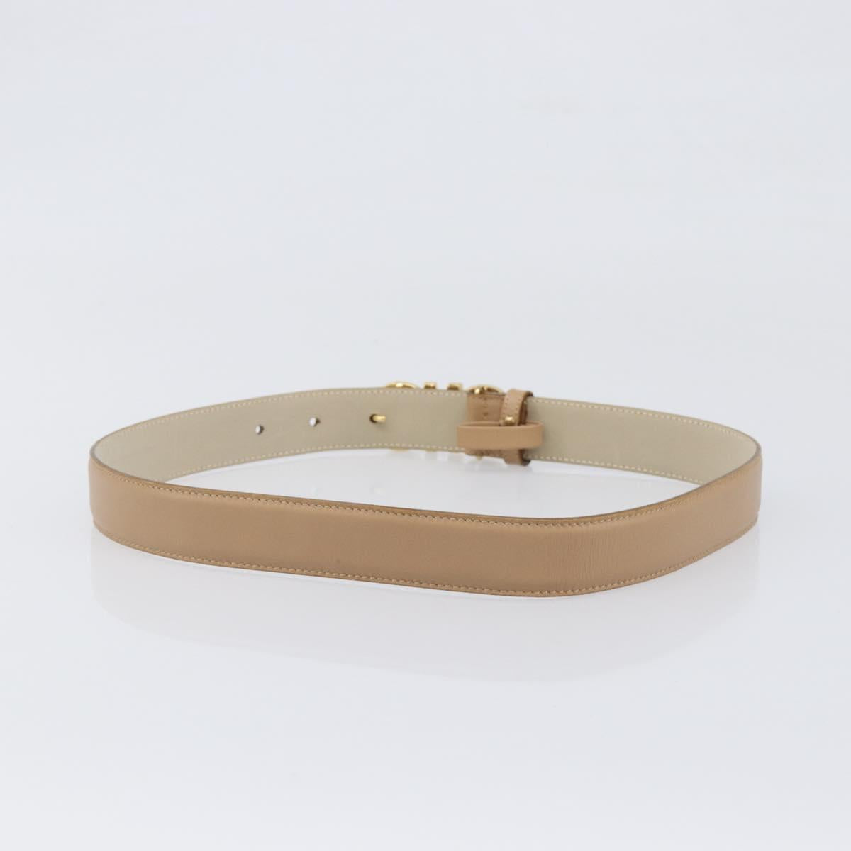 Salvatore Ferragamo Gancini Belt Leather 29.5"" Beige Gold Auth hk4030