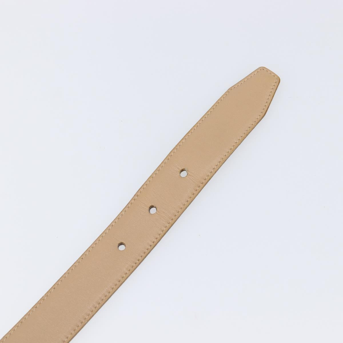 Salvatore Ferragamo Gancini Belt Leather 29.5"" Beige Gold Auth hk4030
