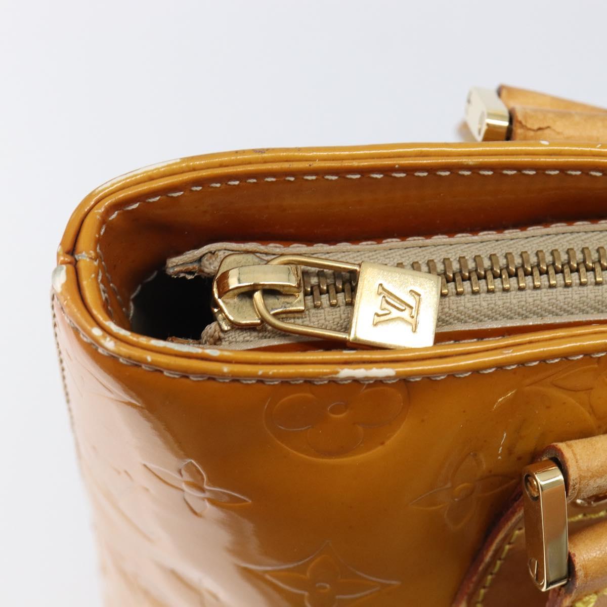 LOUIS VUITTON Monogram Vernis Houston Hand Bag Beige M91004 LV Auth hk4032