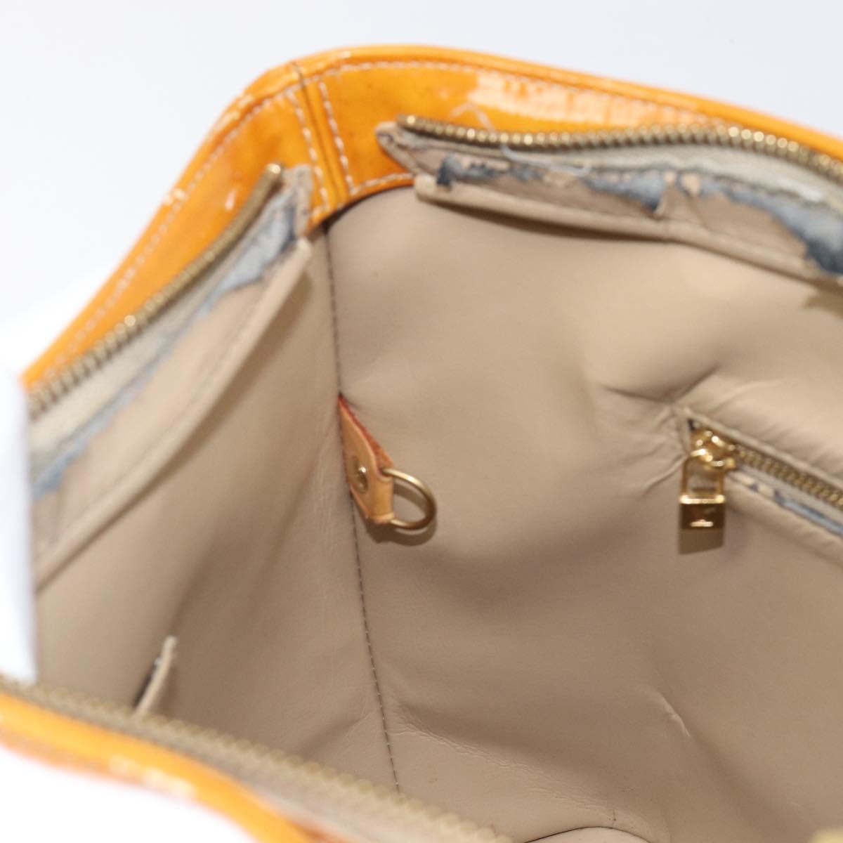 LOUIS VUITTON Monogram Vernis Houston Hand Bag Beige M91004 LV Auth hk4032