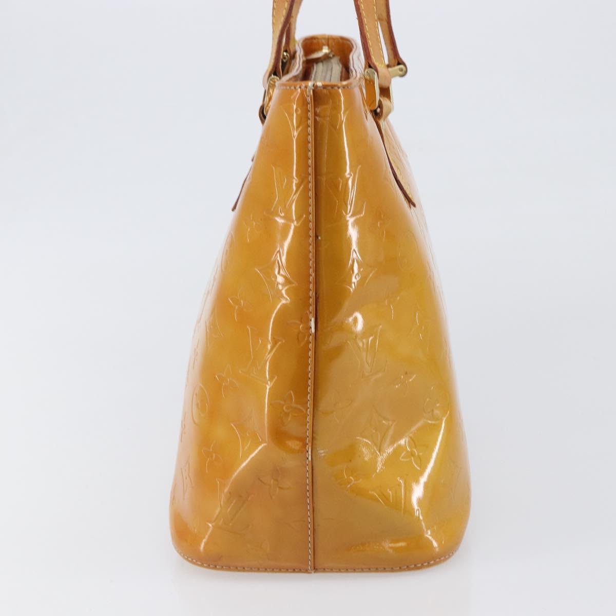 LOUIS VUITTON Monogram Vernis Houston Hand Bag Beige M91004 LV Auth hk4032