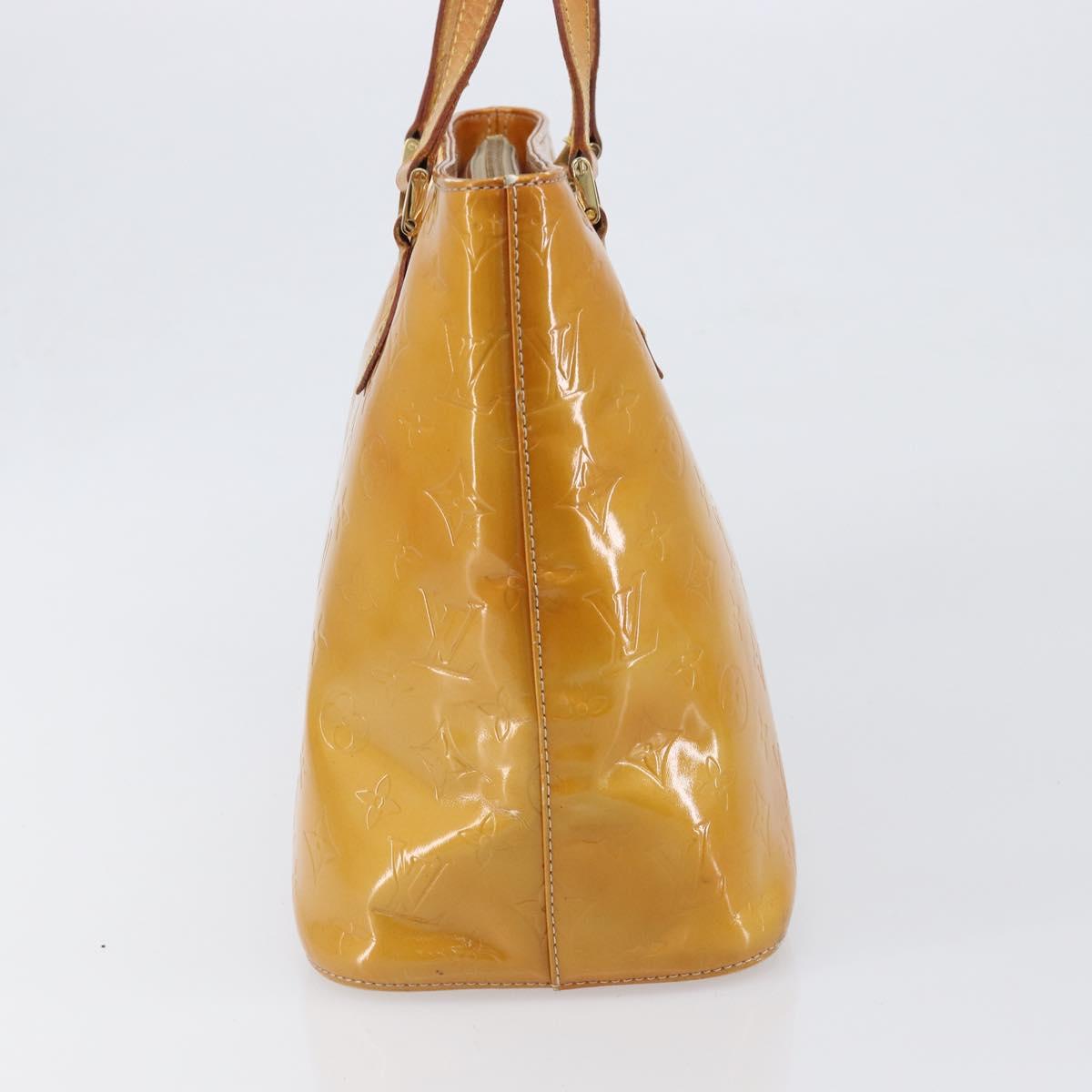LOUIS VUITTON Monogram Vernis Houston Hand Bag Beige M91004 LV Auth hk4032
