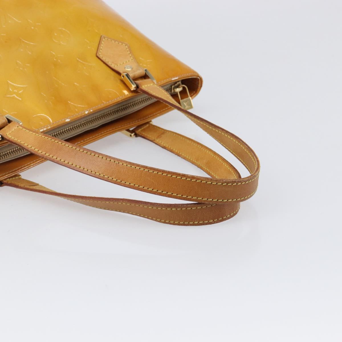 LOUIS VUITTON Monogram Vernis Houston Hand Bag Beige M91004 LV Auth hk4032