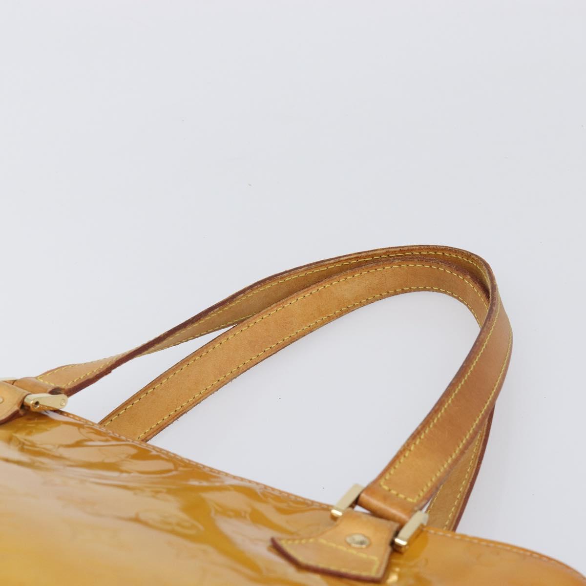LOUIS VUITTON Monogram Vernis Houston Hand Bag Beige M91004 LV Auth hk4032