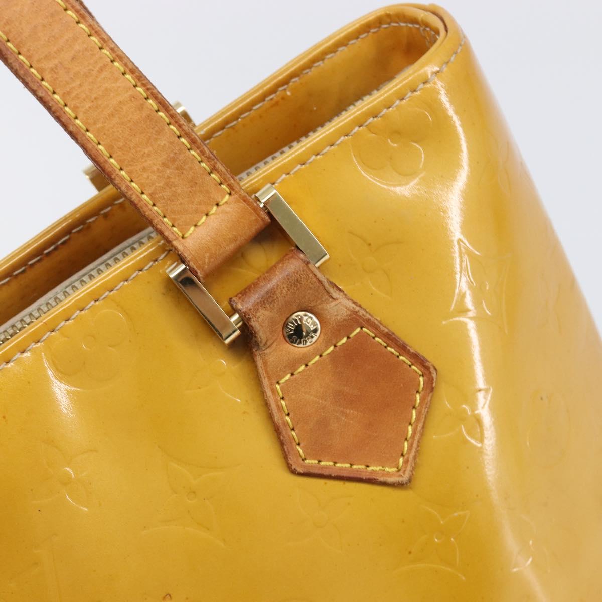 LOUIS VUITTON Monogram Vernis Houston Hand Bag Beige M91004 LV Auth hk4033