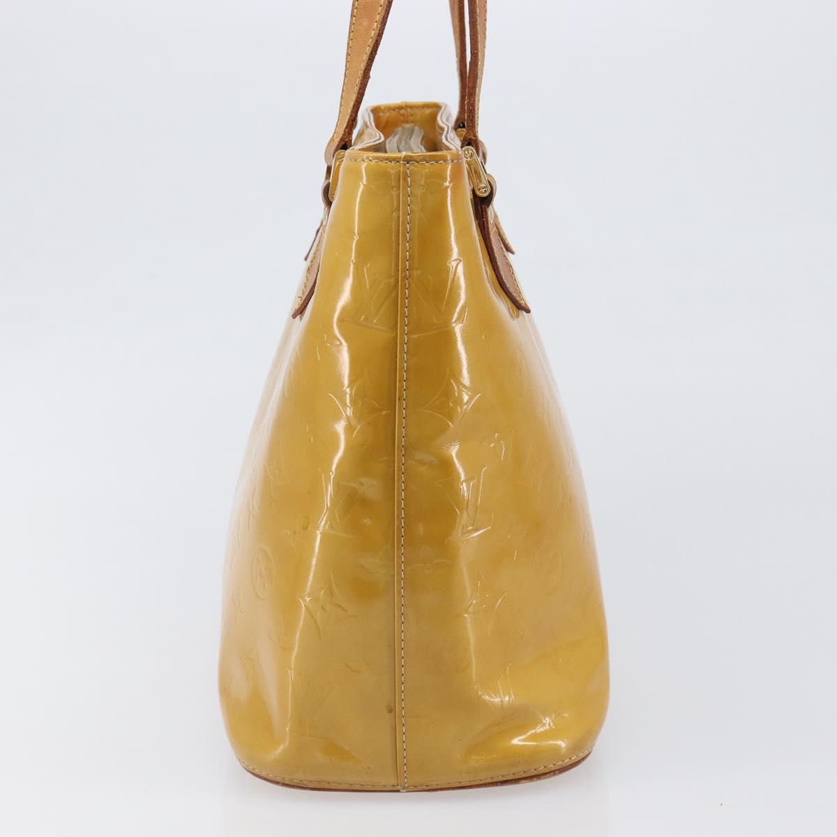 LOUIS VUITTON Monogram Vernis Houston Hand Bag Beige M91004 LV Auth hk4033