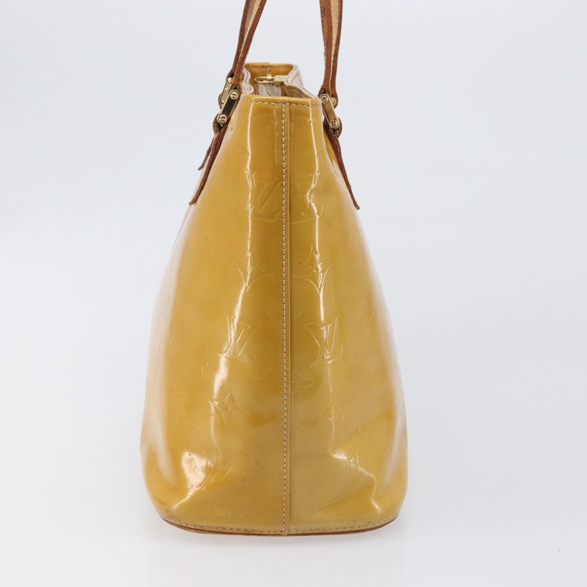 LOUIS VUITTON Monogram Vernis Houston Hand Bag Beige M91004 LV Auth hk4033