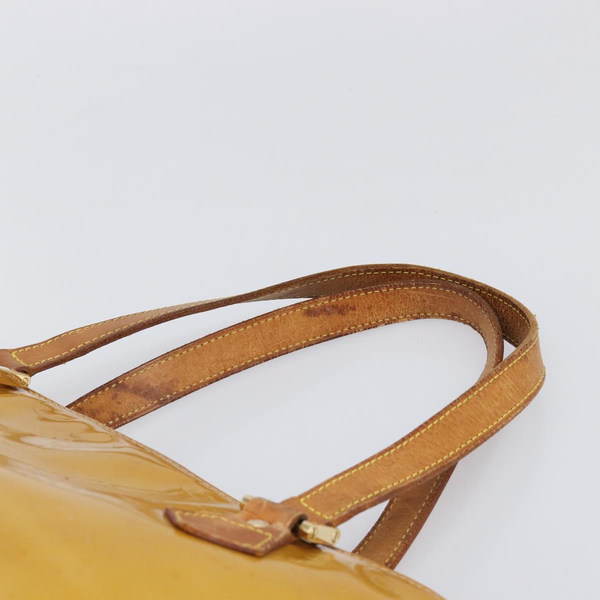 LOUIS VUITTON Monogram Vernis Houston Hand Bag Beige M91004 LV Auth hk4033