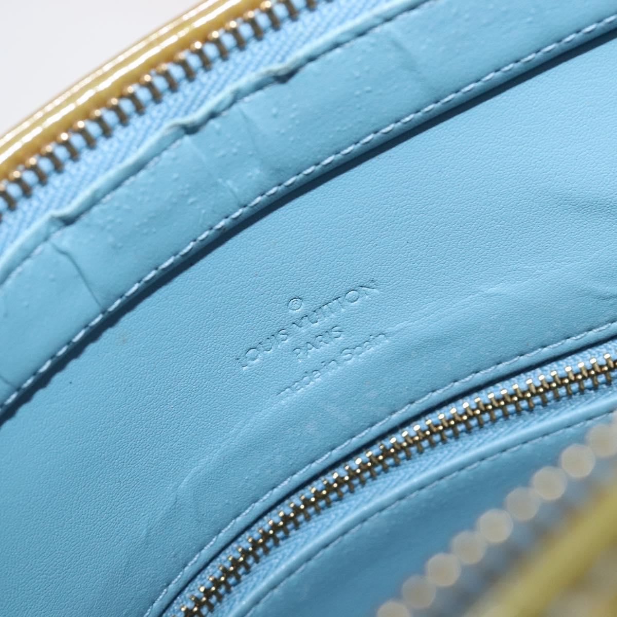 LOUIS VUITTON Monogram Vernis Houston Hand Bag Baby Blue M91005 LV Auth hk4034