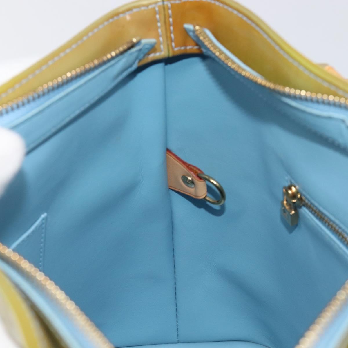 LOUIS VUITTON Monogram Vernis Houston Hand Bag Baby Blue M91005 LV Auth hk4034