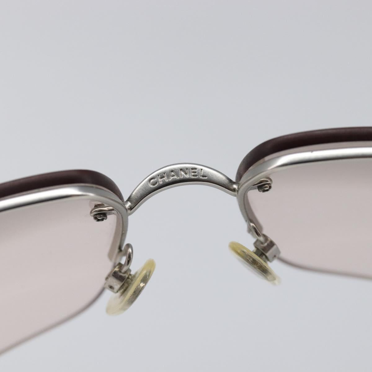 CHANEL Sunglasses Plastic Silver CC Auth hk4035