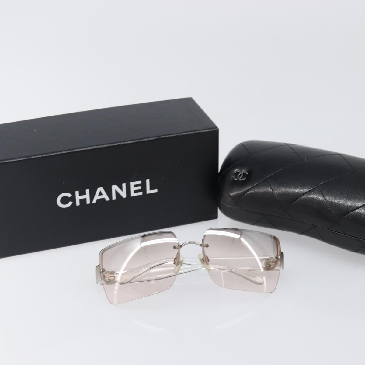 CHANEL Sunglasses Plastic Silver CC Auth hk4035