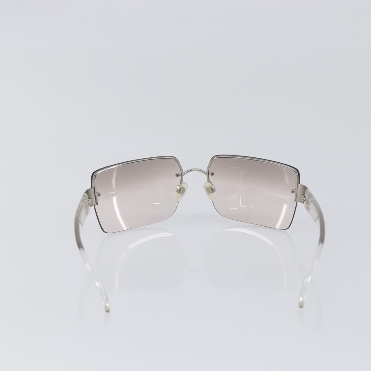 CHANEL Sunglasses Plastic Silver CC Auth hk4035