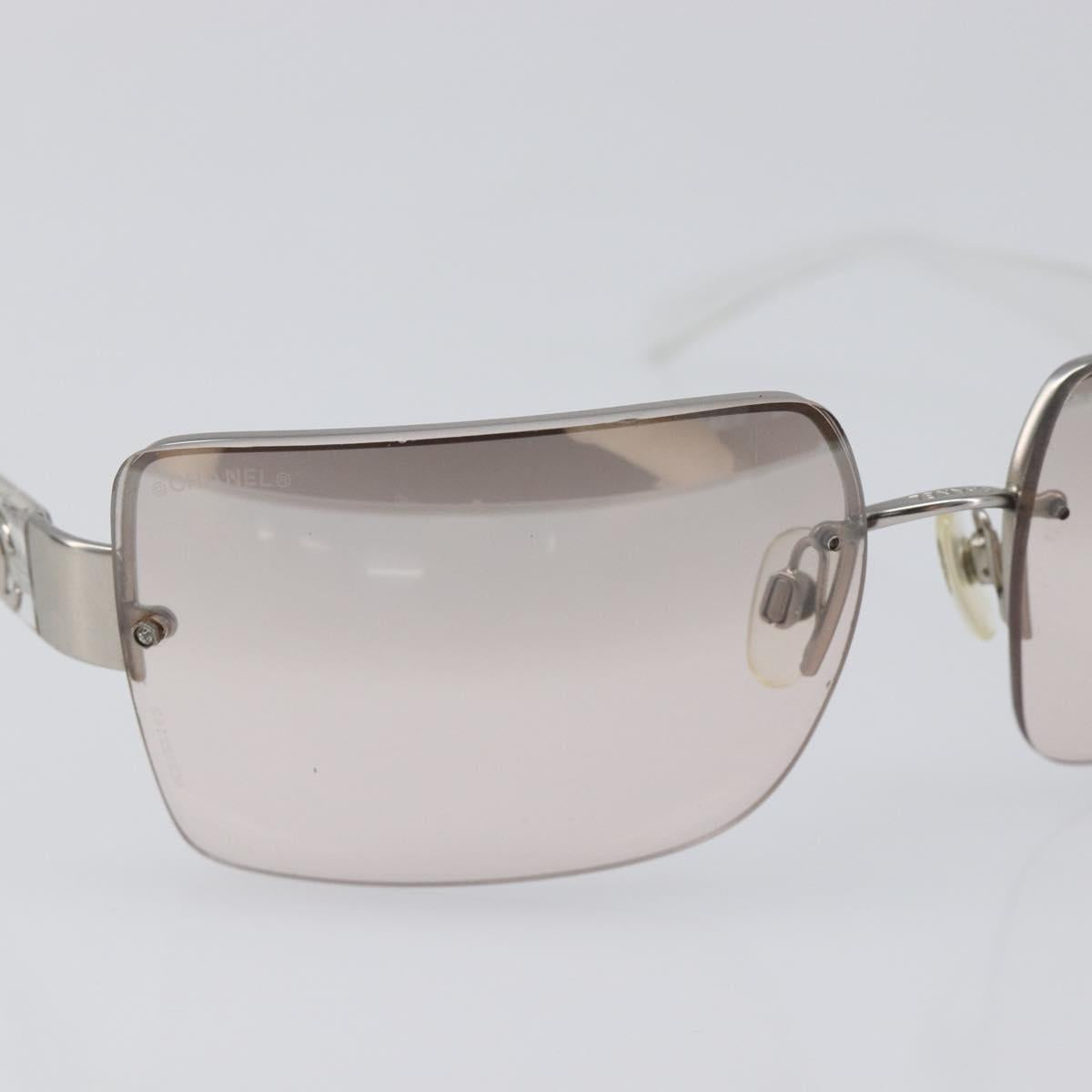 CHANEL Sunglasses Plastic Silver CC Auth hk4035