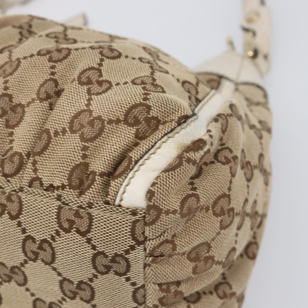 GUCCI GG Canvas Abbey Shoulder Bag Beige Gold 190525 Auth hk4036