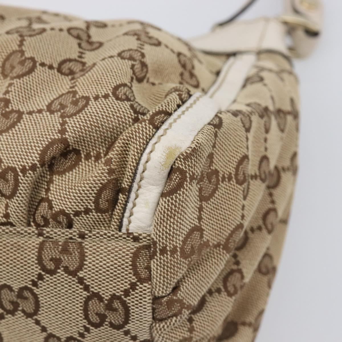 GUCCI GG Canvas Abbey Shoulder Bag Beige Gold 190525 Auth hk4036