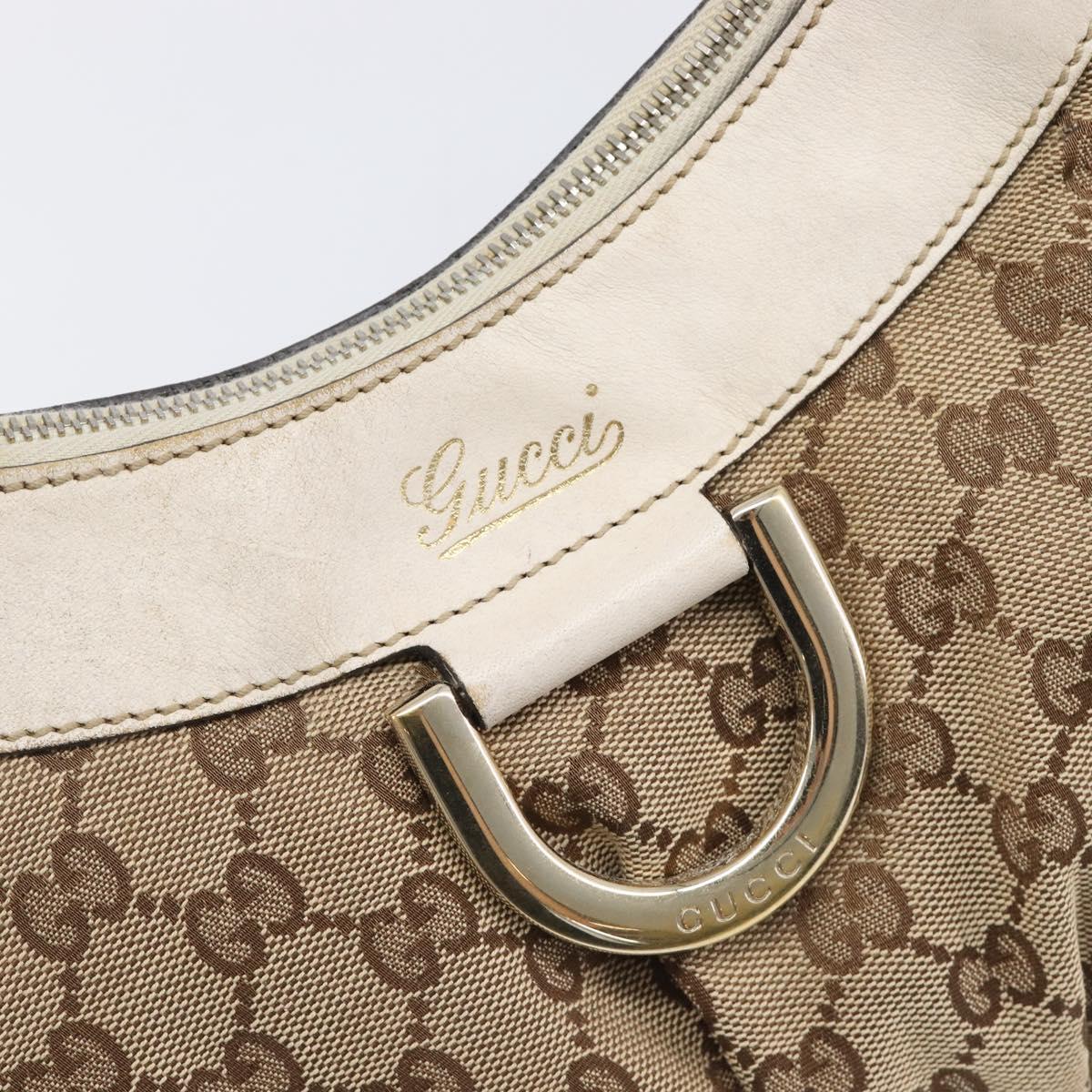 GUCCI GG Canvas Abbey Shoulder Bag Beige Gold 190525 Auth hk4036